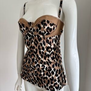 NWT Authentic Dolce&Gabbana satin leopard print bustier top